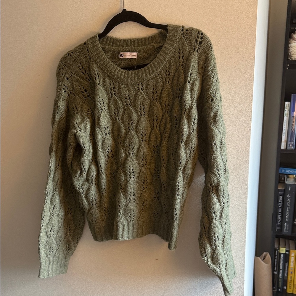SO Sage Green Lace Knit Sweater